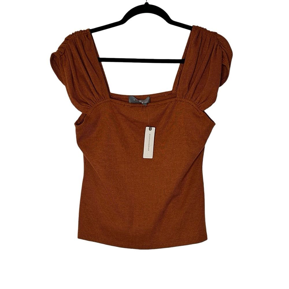 BY‎ ANTHROPOLOGIE  Blouse Womens Medium Crop Sleeveless Stretch Modern New